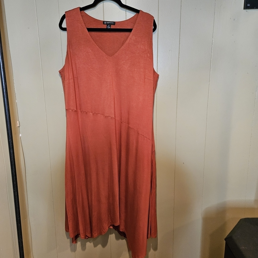 🧡INC International Concepts' 2X Sleeveless Midi Dress | Rust Orange Asymmetrica